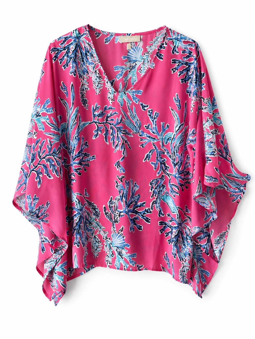 Belle by Kim Gravel Hot Pink Floral V-Neck Tunic Top